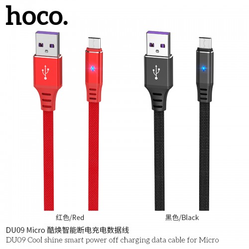 DU09 Cool Shine Smart Power Off Charging Data Cable For Micro
