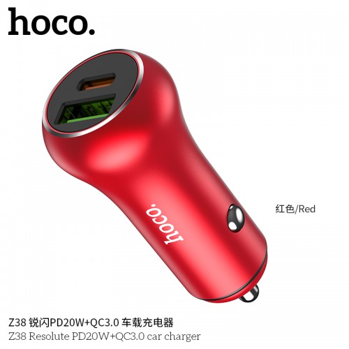Z38 Resolute PD20W+QC3.0 Car Charger-Red