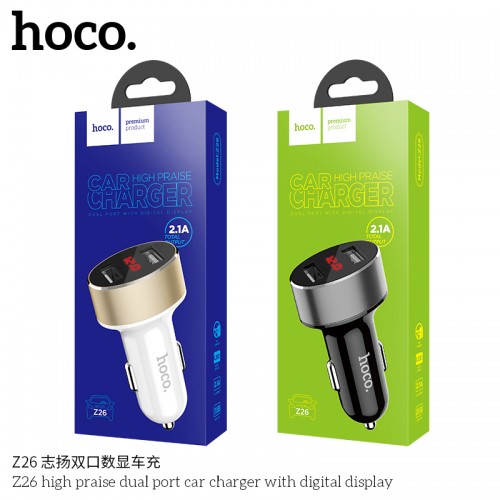 Z26 High Praise Dual-port Car Charger with Digital Display