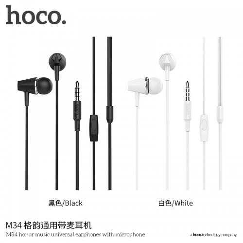 M34 Honor Music Universal Earphones with Microphone