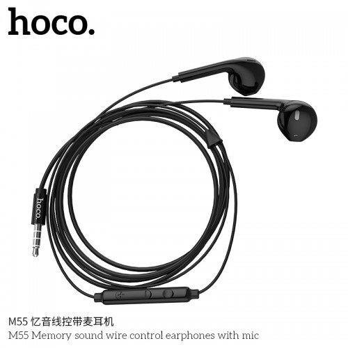 M55 Memory Sound Wire Control Earphones With Mic