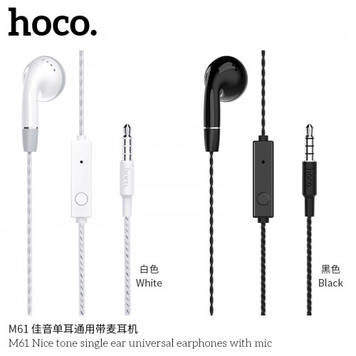 M61 Nice Tone Single Ear Universal Earphones With Mic